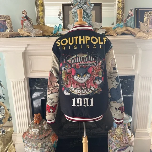 South Pole Black Tom and Jerry Bomber Jacket - Picture 6 of 8